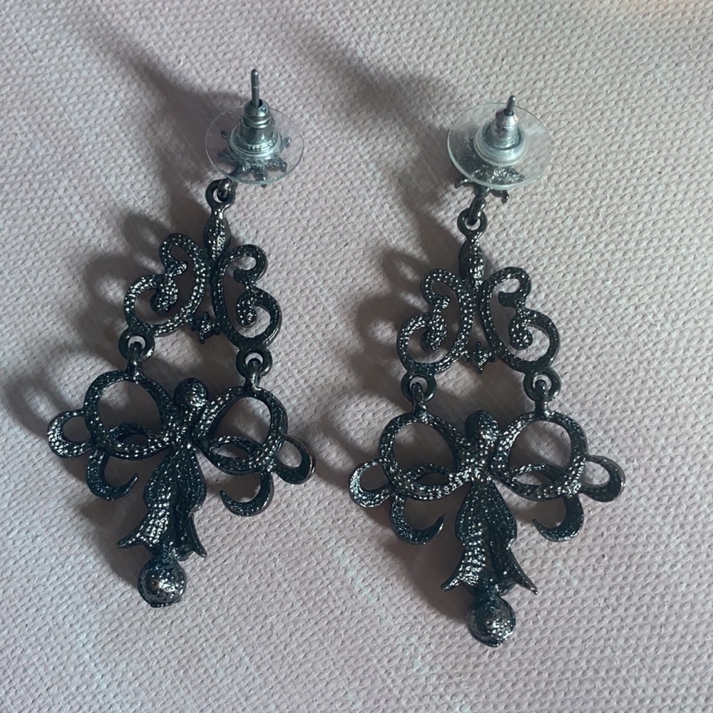 Dark Chandelier Statement Earrings - image 3
